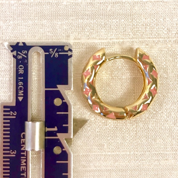 🌸Pink & Gold Enameled Huggies🌸 - Picture 3 of 6